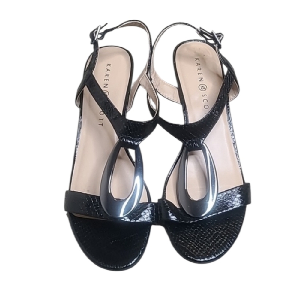 Karen Scott Carmeyy Open Toe Wedge Sandals Black